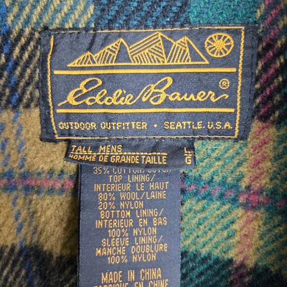 Eddie Bauer VTG Jacket Khaki Green Wool lined  Hunting Men's Large - Picture 5 of 11